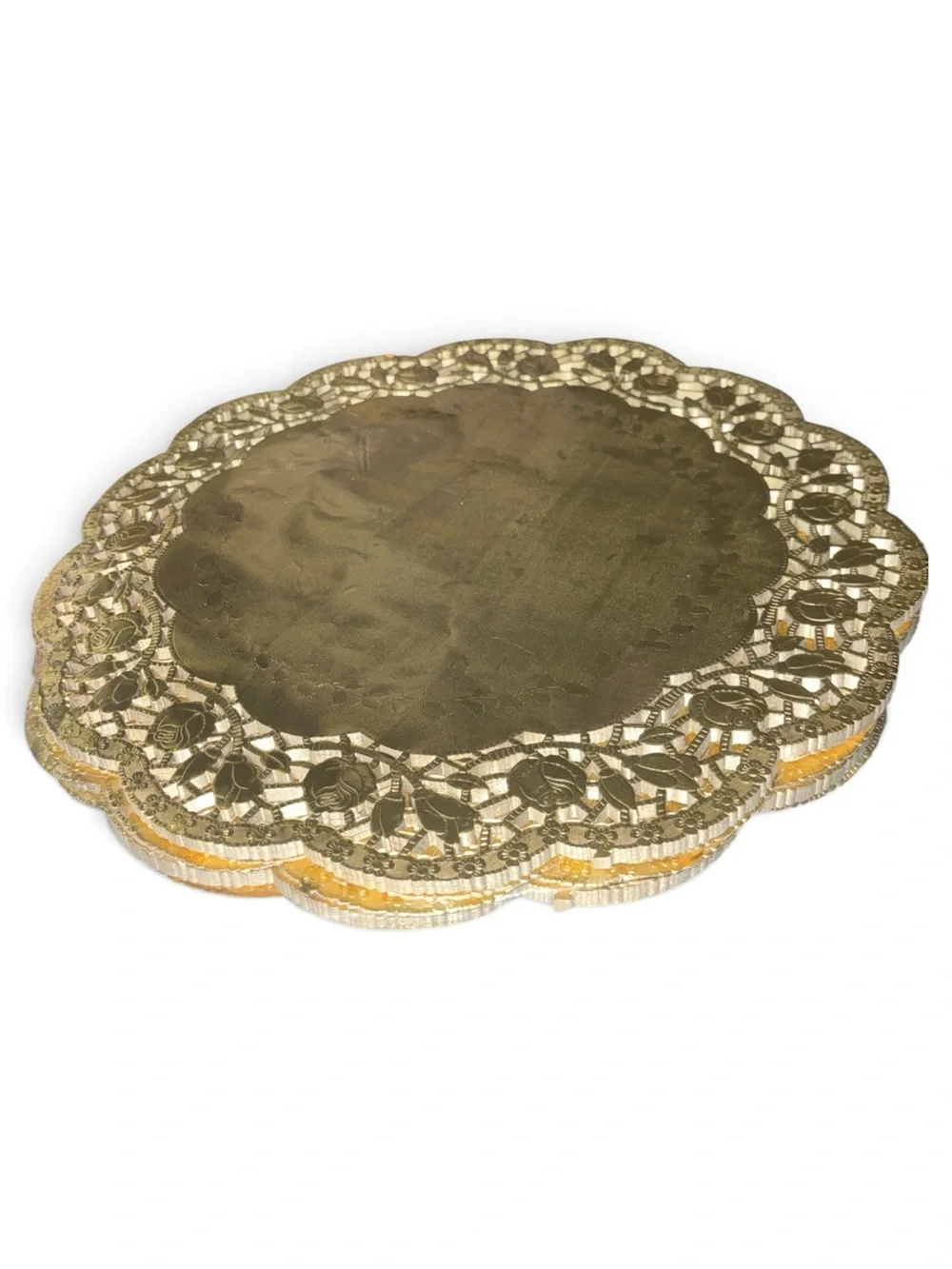 Amazon 80ct Round Scalloped Lace Floral Doilies -Metallic Gold Foil Paper 13”